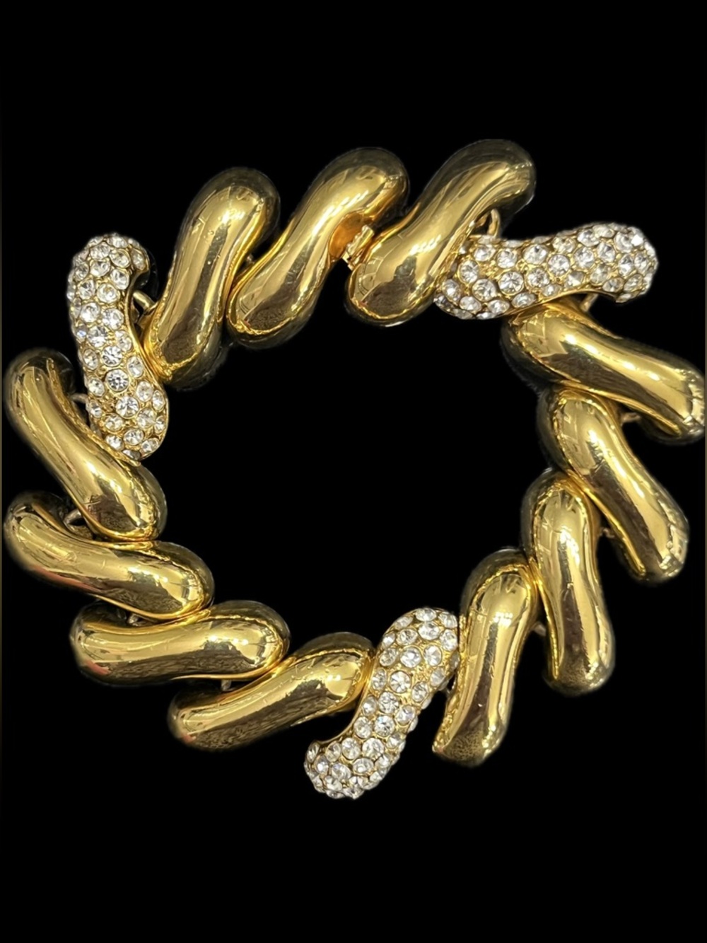 Nolan Miller huge San Marco link pave set crystal gold vintage bracelet rare QVC